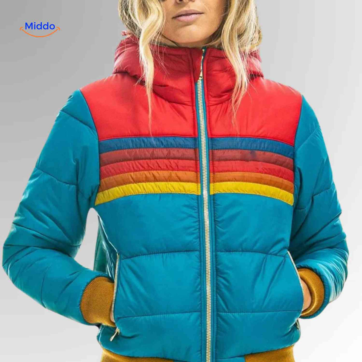 Gewatteerde Damesjas met Capuchon Lichtgewicht Warm Winterjas Waterdicht Retro Pufferjas Outdoor Casual | Sansoti