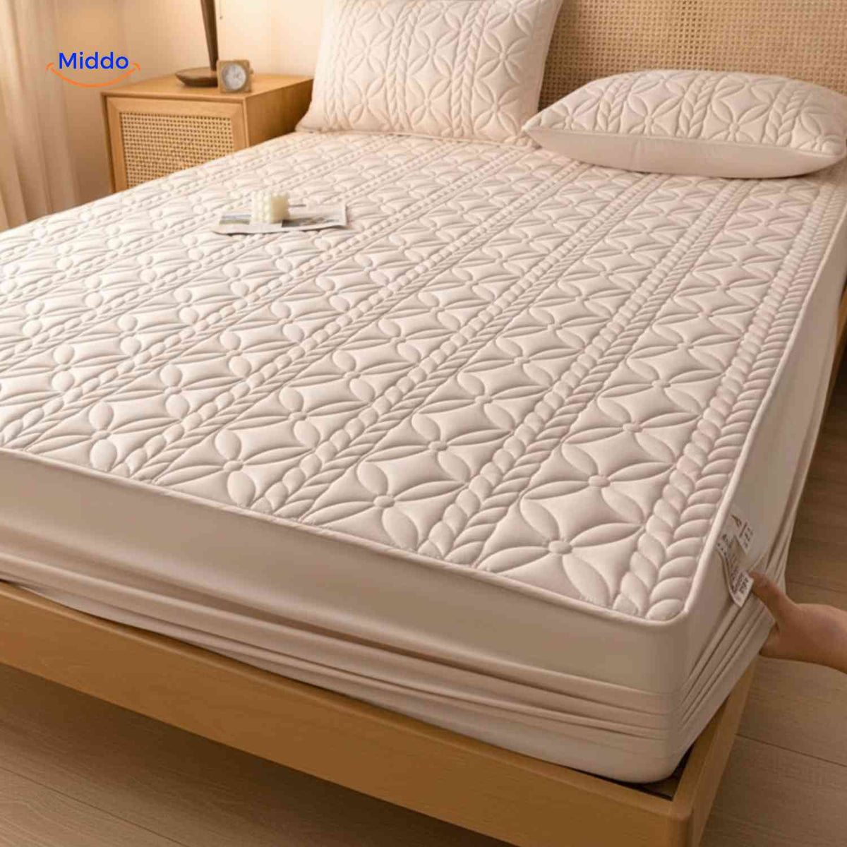 Quilted Mattress Protector Waterproof Breathable Cotton Elastic Fitted Sheet 5-30cm Mattress Topper Protection | Sansoti