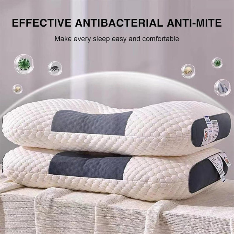 Ergonomic Neck Pillow 40x65cm White Grey Memory Foam Contoured for Side and Back Sleepers Neck Support Sleep Comfort | Sansoti