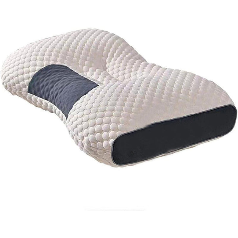 Ergonomic Neck Pillow 40x65cm White Grey Memory Foam Contoured for Side and Back Sleepers Neck Support Sleep Comfort | Sansoti