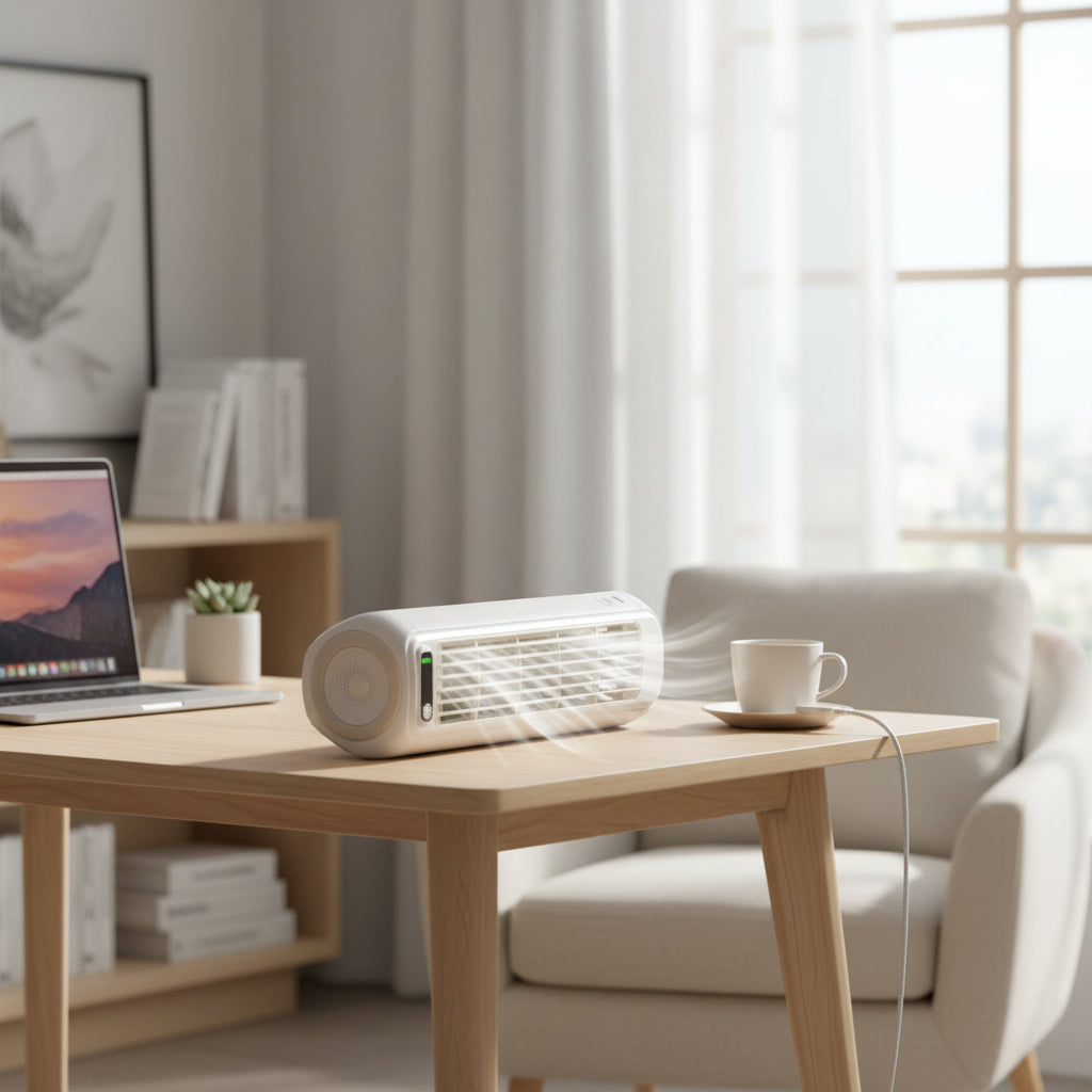 Draagbare Bladloze Ventilator met Verdampingskoeling USB Oplaadbaar Torenmodel voor Thuiskantoor Reis | Sansoti