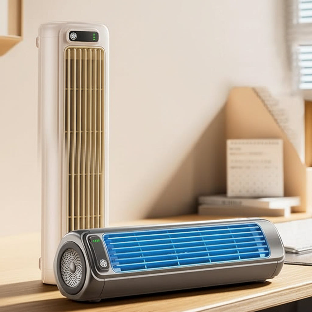 Draagbare Bladloze Ventilator met Verdampingskoeling USB Oplaadbaar Torenmodel voor Thuiskantoor Reis | Sansoti