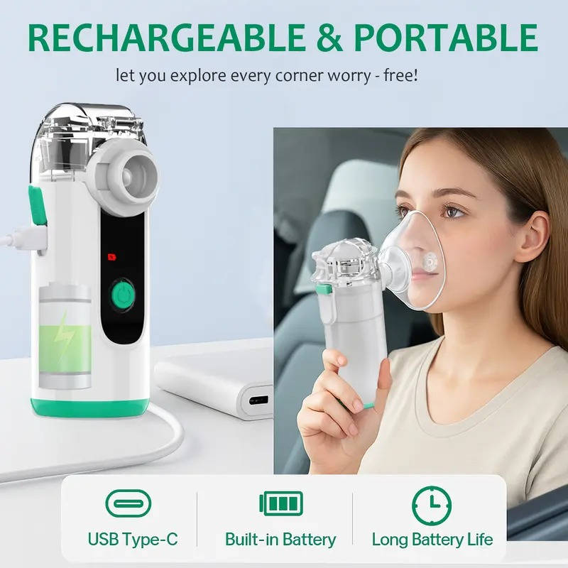 USB Oplaadbare Vernevelaar Fluisterstil Draagbaar Ademhalingscomfort Thuis Onderweg Reis Luchtwegen Therapie | Sansoti