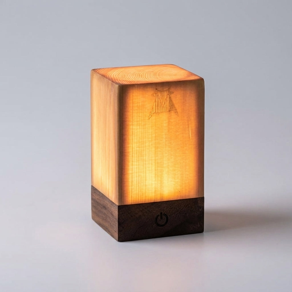 Tafellamp Houtlook Cilinder LED Oplaadbaar Touch Dimbaar Draadloos Nachtkastlamp Bureaulamp Sfeerverlichting Naturel | Sansoti