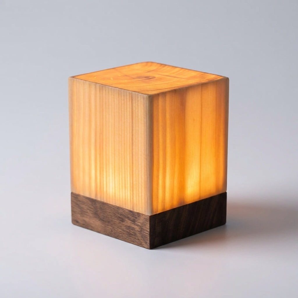 Tafellamp Houtlook Cilinder LED Oplaadbaar Touch Dimbaar Draadloos Nachtkastlamp Bureaulamp Sfeerverlichting Naturel | Sansoti