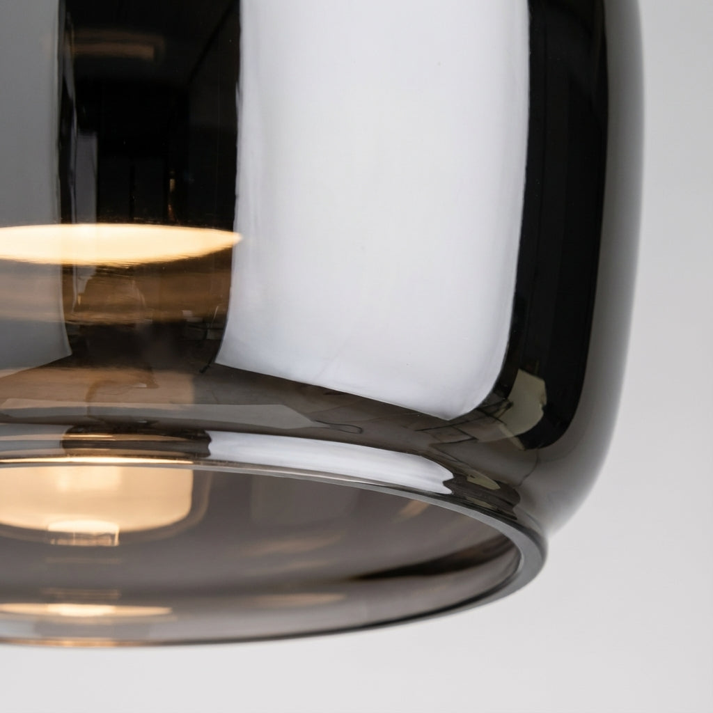 Runde Glas-Hängeleuchte E27 Rauchglas 16 cm Deckenbeleuchtung Esszimmer Kücheninsel Stimmungslicht Wohnzimmer | Sansoti
