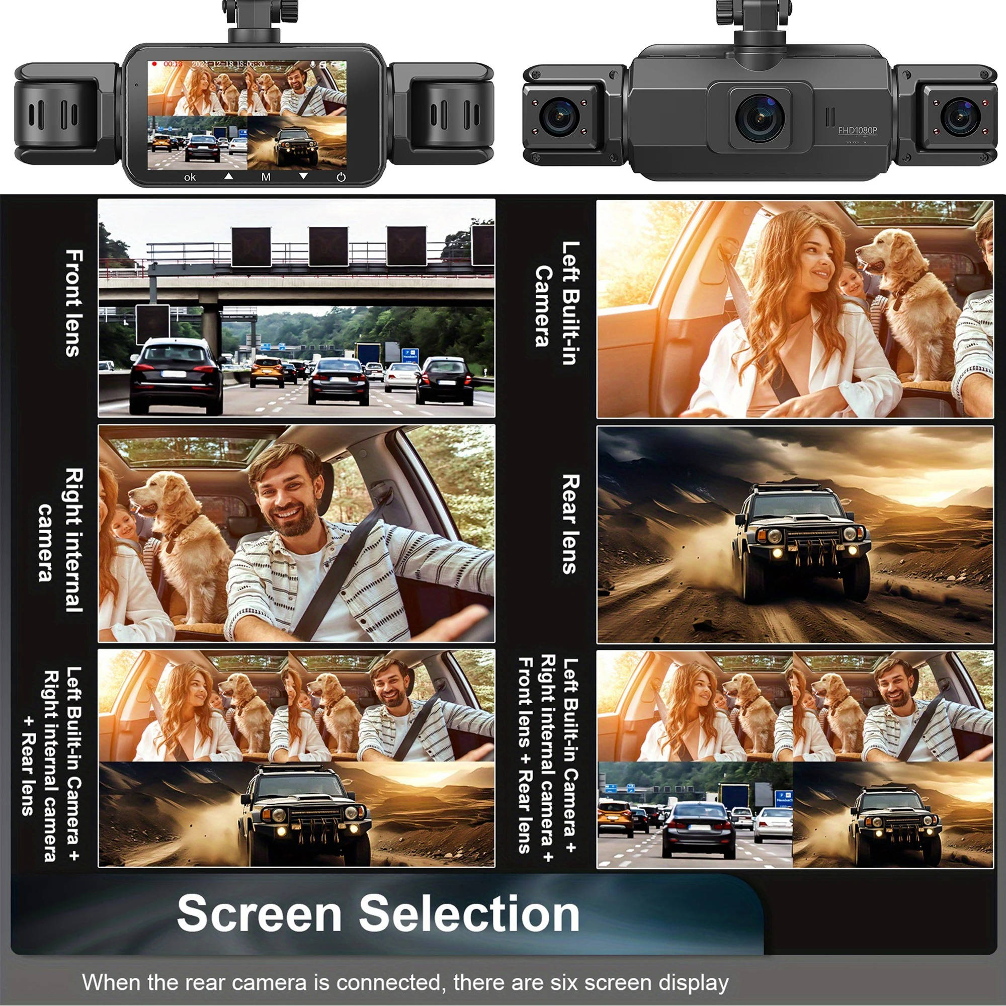 Draadloos Dashcam Systeem 4 Camera's Nachtzicht 1920P HD Parkeerbewaking Auto Beveiliging WiFi Opname | Sansoti