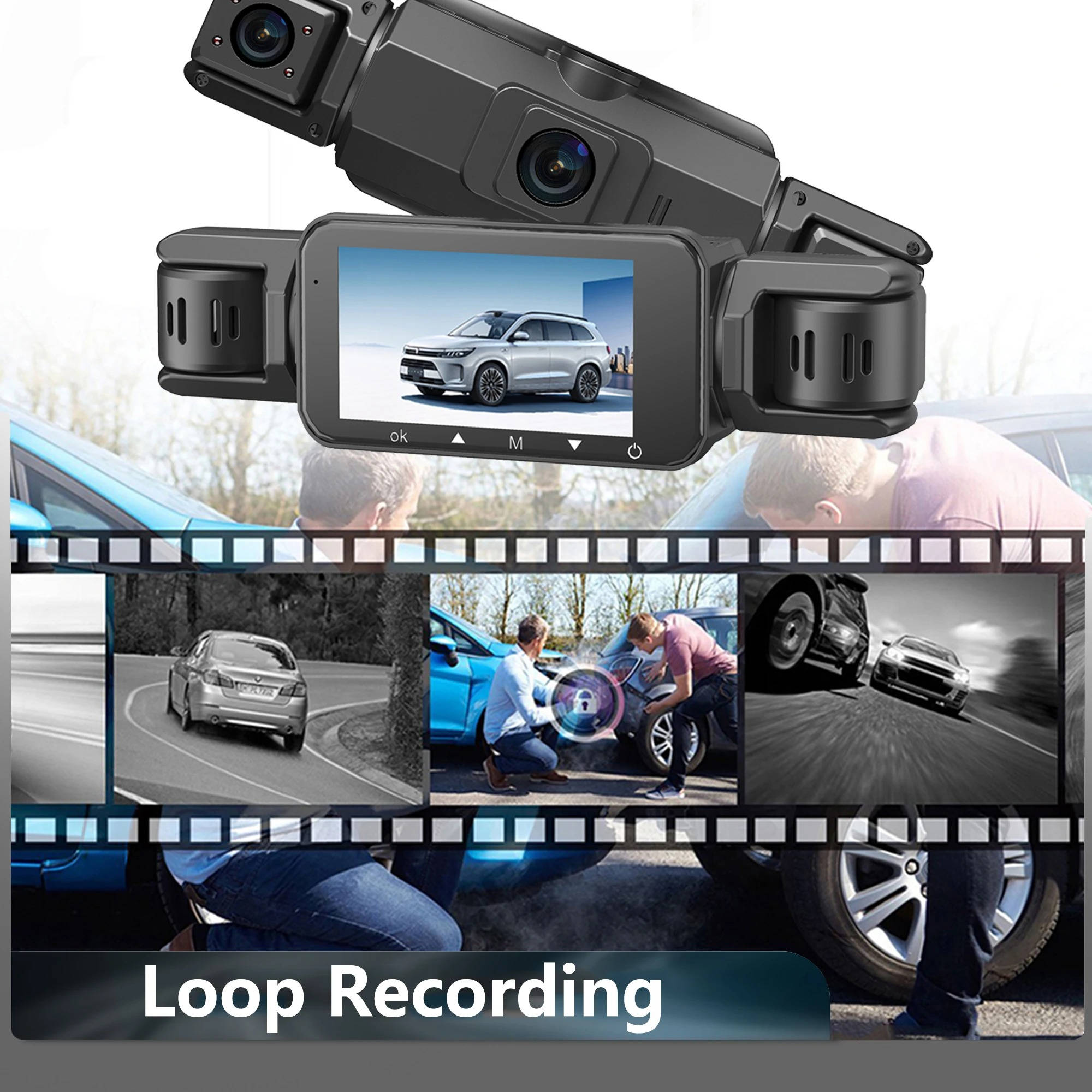 Draadloos Dashcam Systeem 4 Camera's Nachtzicht 1920P HD Parkeerbewaking Auto Beveiliging WiFi Opname | Sansoti