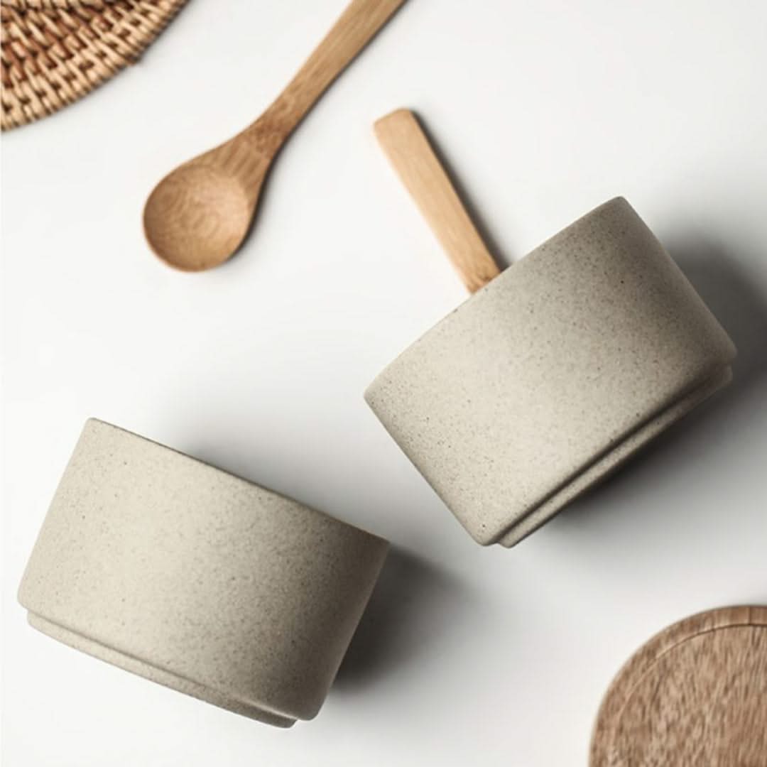 Keramische Voorraadpotten met Bamboe Deksel – Set van 3 voor Kruiden Specerijen Thee – Stijlvolle Keukenaccessoires | Sansoti