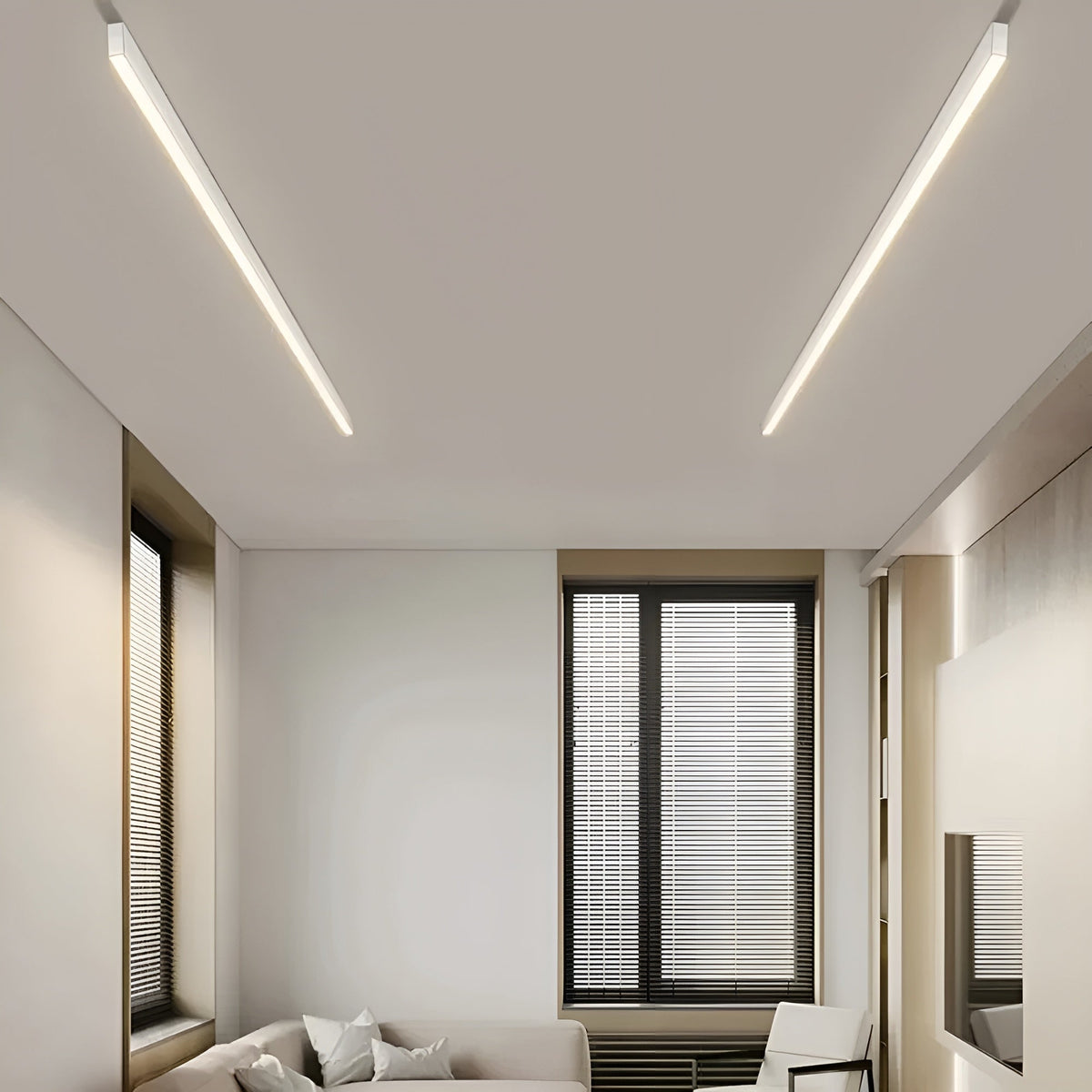 Minimalistische LED-Deckenleuchte mit Aluminiumleiste, 60-200cm, dimmbar, Beleuchtung für Wohnzimmer, Schlafzimmer und Esszimmer | Sansoti