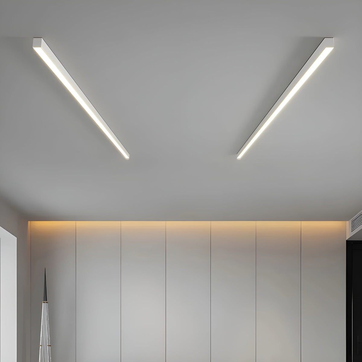 Minimalistische LED-Deckenleuchte mit Aluminiumleiste, 60-200cm, dimmbar, Beleuchtung für Wohnzimmer, Schlafzimmer und Esszimmer | Sansoti