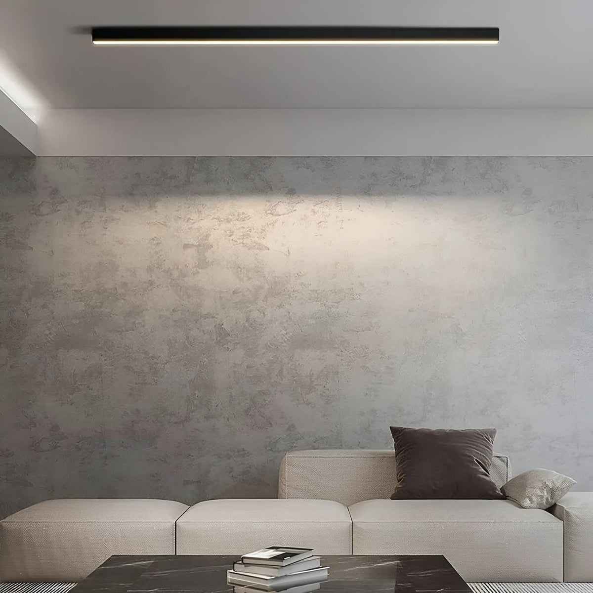 Minimalistische LED-Deckenleuchte mit Aluminiumleiste, 60-200cm, dimmbar, Beleuchtung für Wohnzimmer, Schlafzimmer und Esszimmer | Sansoti