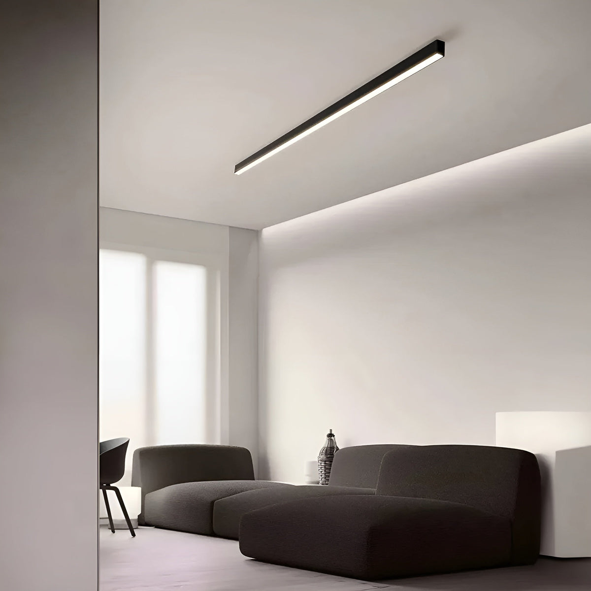 Minimalistische LED-Deckenleuchte mit Aluminiumleiste, 60-200cm, dimmbar, Beleuchtung für Wohnzimmer, Schlafzimmer und Esszimmer | Sansoti