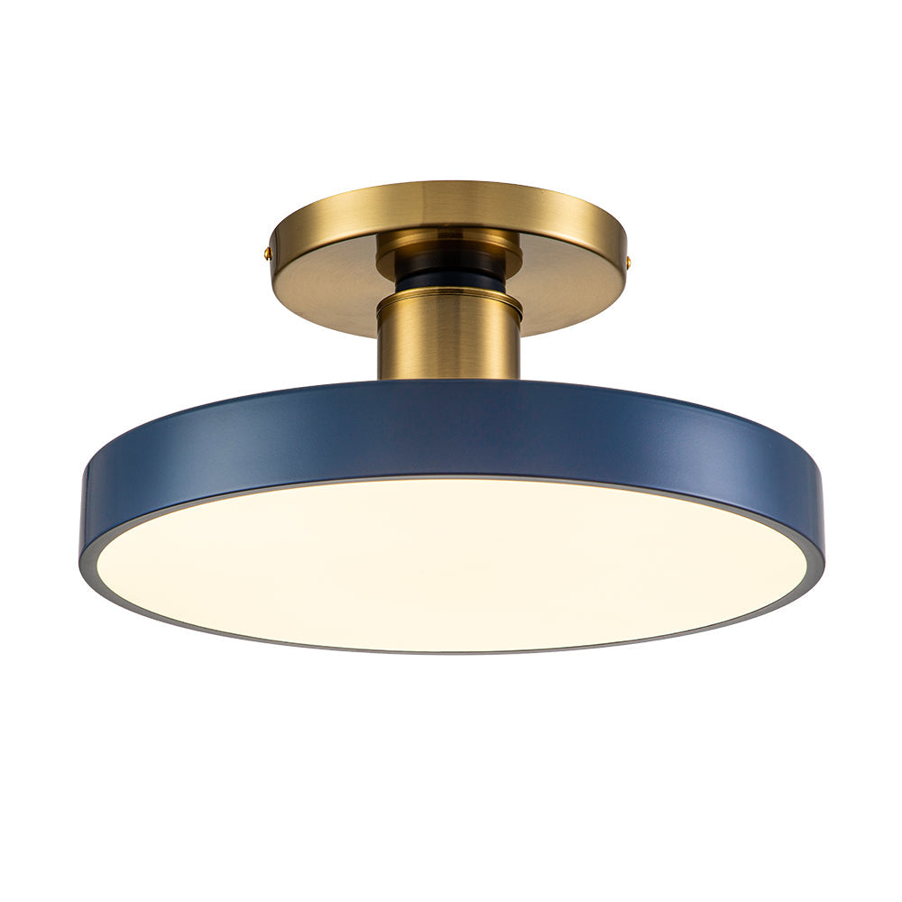 LED-Deckenleuchte Rund Blau Messing 40cm 24W Dimmbar 5 Farbtemperaturen Schlafzimmer Küche Wohnzimmer Eingang Küste Semi-Flush-Mount | Restfield
