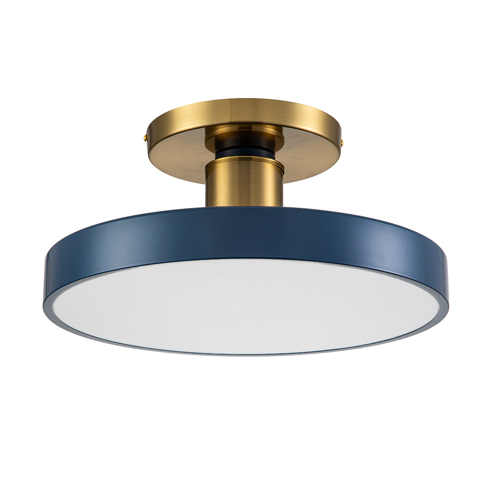 LED-Deckenleuchte Rund Blau Messing 40cm 24W Dimmbar 5 Farbtemperaturen Schlafzimmer Küche Wohnzimmer Eingang Küste Semi-Flush-Mount | Restfield