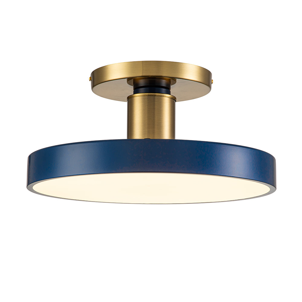 LED-Deckenleuchte Rund Blau Messing 40cm 24W Dimmbar 5 Farbtemperaturen Schlafzimmer Küche Wohnzimmer Eingang Küste Semi-Flush-Mount | Restfield