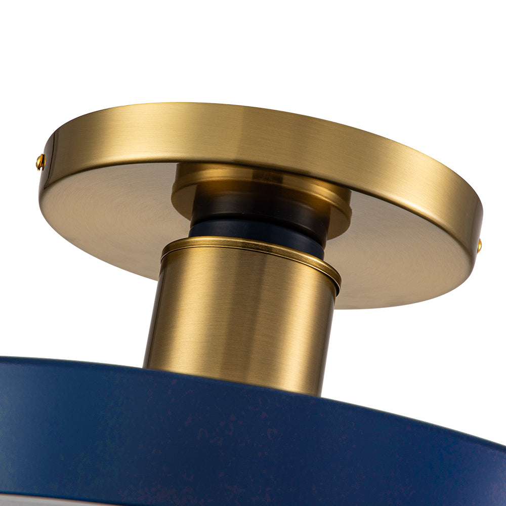 LED-Deckenleuchte Rund Blau Messing 40cm 24W Dimmbar 5 Farbtemperaturen Schlafzimmer Küche Wohnzimmer Eingang Küste Semi-Flush-Mount | Restfield