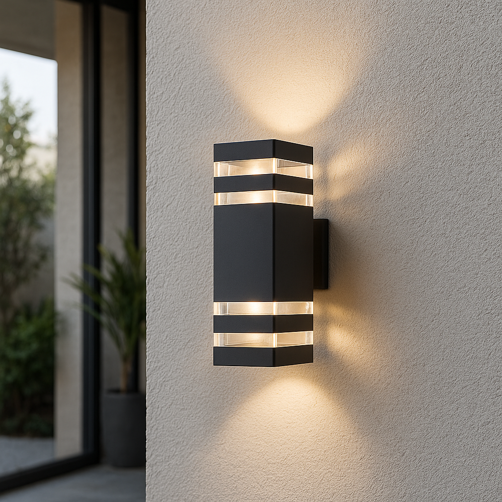 Two-light outdoor wall lamp E27 with upward and downward light beam, aluminum outdoor wall lighting | Sansoti
