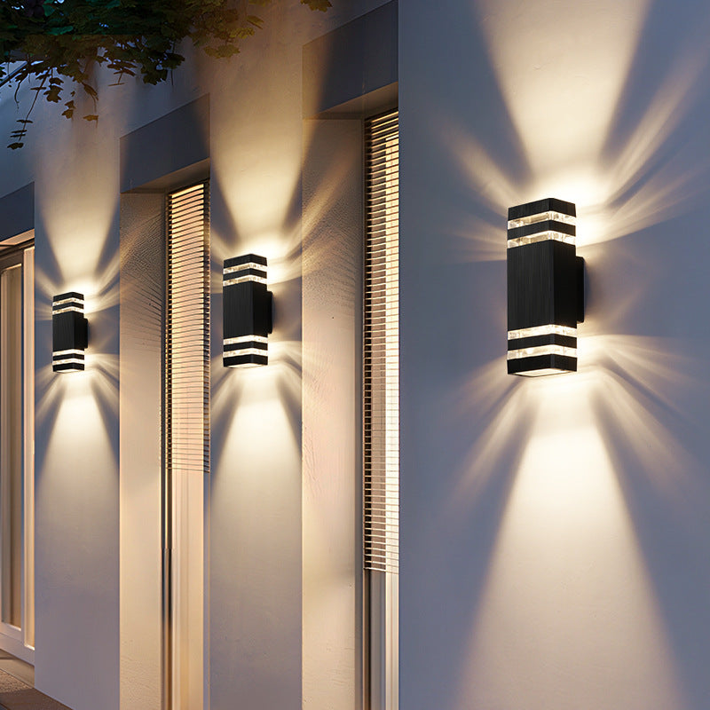 Two-light outdoor wall lamp E27 with upward and downward light beam, aluminum outdoor wall lighting | Sansoti