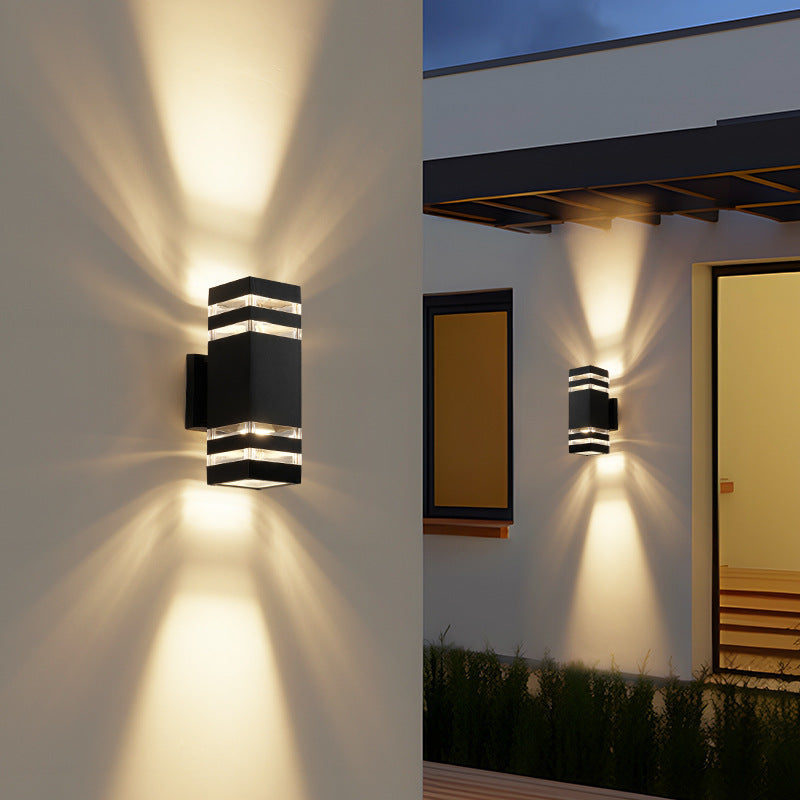 Two-light outdoor wall lamp E27 with upward and downward light beam, aluminum outdoor wall lighting | Sansoti