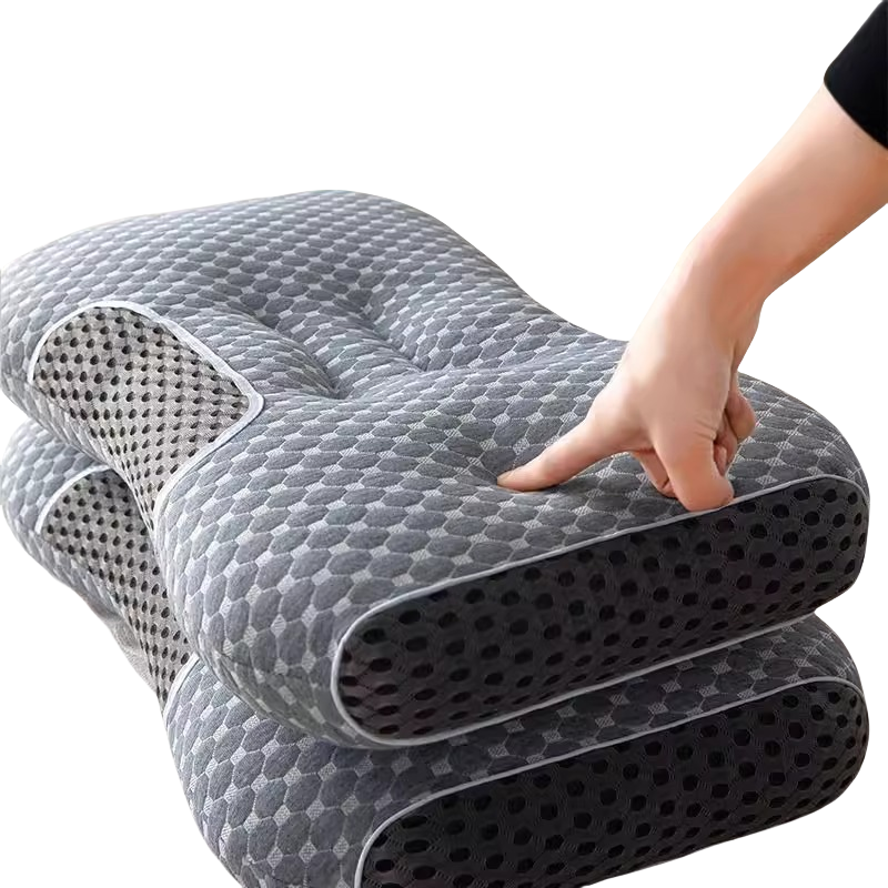 Ergonomic Neck Pillow 40x65cm White Grey Memory Foam Contoured for Side and Back Sleepers Neck Support Sleep Comfort | Sansoti
