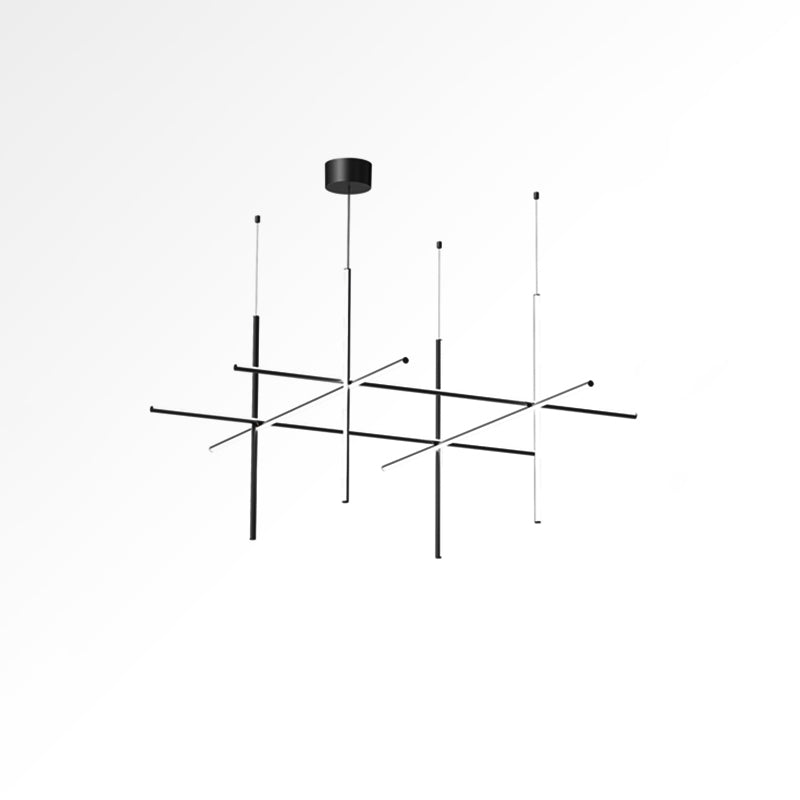 Lustre Gridline LED Aluminium Or Noir Salon Salle à Manger 3000K 4000K 6000K Modulaire Luminaire Linéaire Plafonnier | Restfield