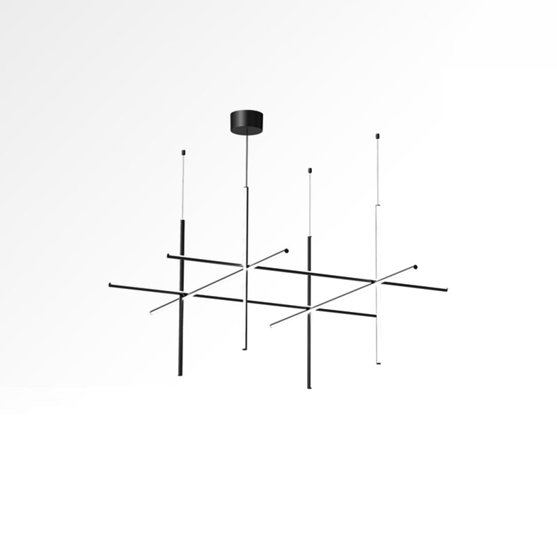 Lustre Gridline LED Aluminium Or Noir Salon Salle à Manger 3000K 4000K 6000K Modulaire Luminaire Linéaire Plafonnier | Restfield