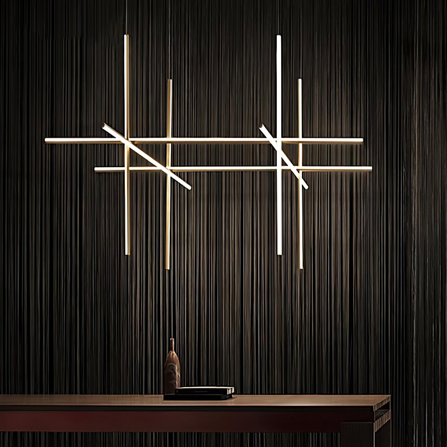 Lustre Gridline LED Aluminium Or Noir Salon Salle à Manger 3000K 4000K 6000K Modulaire Luminaire Linéaire Plafonnier | Restfield