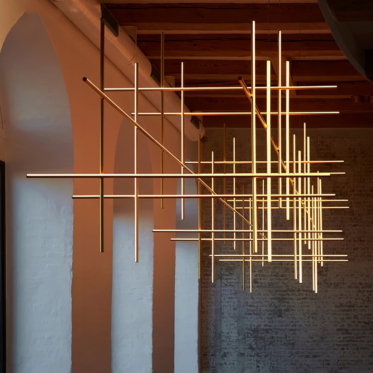 Lustre Gridline LED Aluminium Or Noir Salon Salle à Manger 3000K 4000K 6000K Modulaire Luminaire Linéaire Plafonnier | Restfield