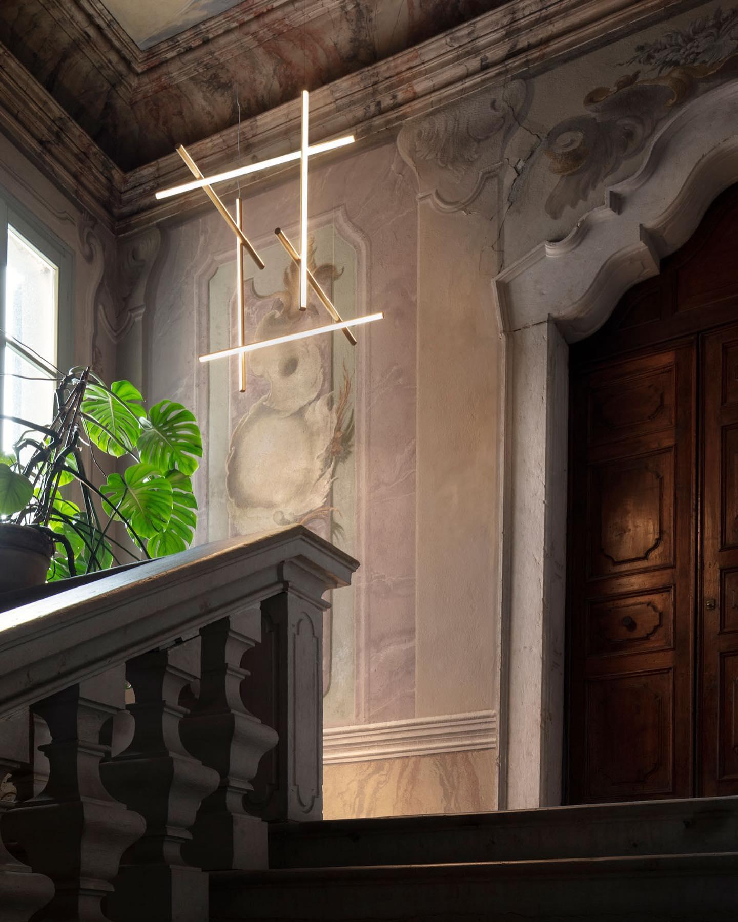 Lustre Gridline LED Aluminium Or Noir Salon Salle à Manger 3000K 4000K 6000K Modulaire Luminaire Linéaire Plafonnier | Restfield