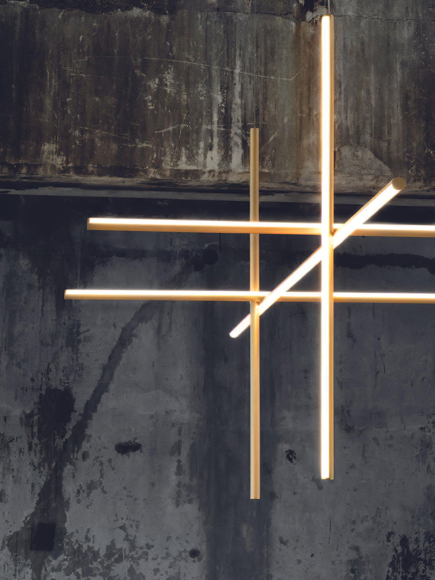 Lustre Gridline LED Aluminium Or Noir Salon Salle à Manger 3000K 4000K 6000K Modulaire Luminaire Linéaire Plafonnier | Restfield