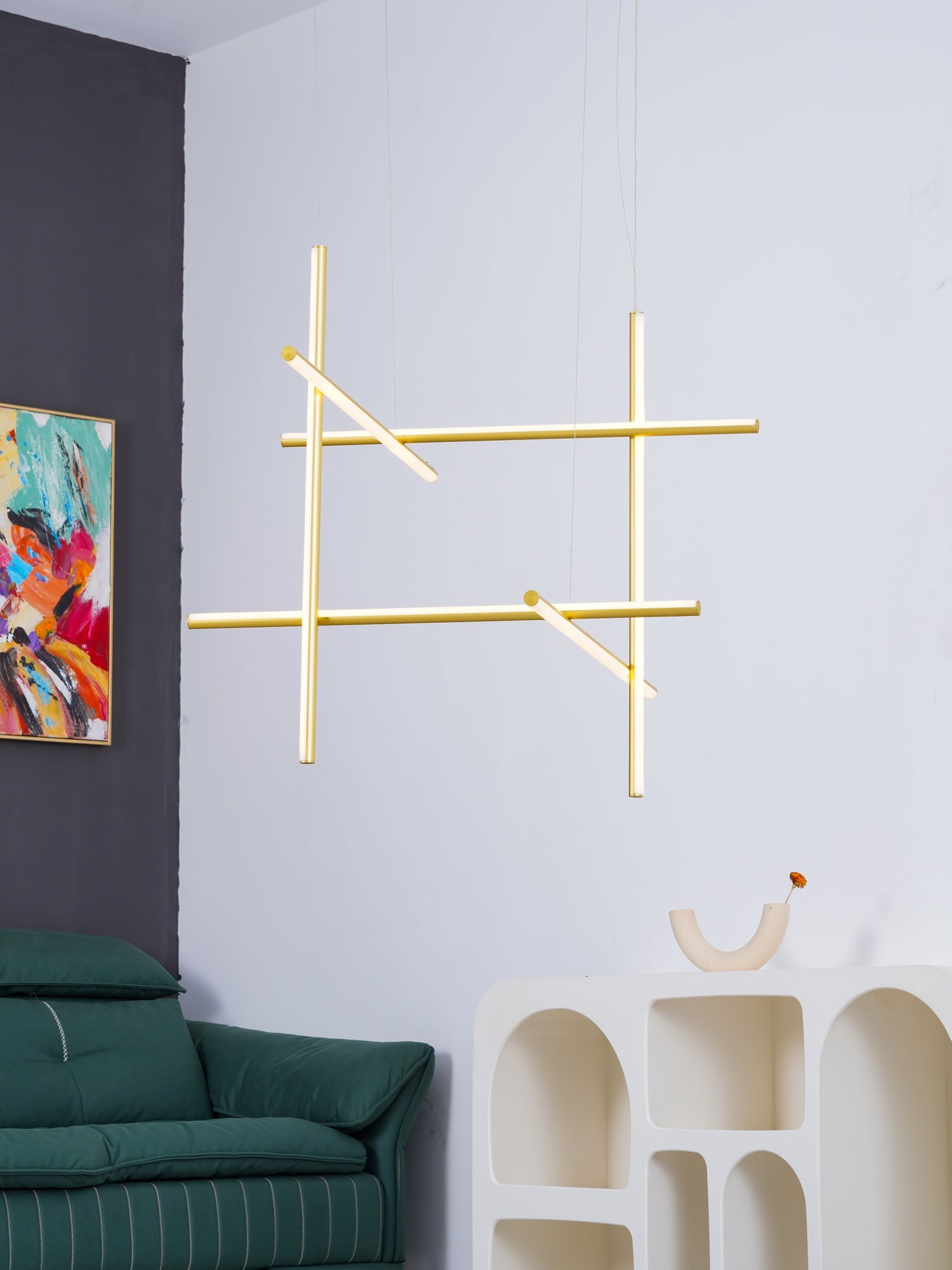Lustre Gridline LED Aluminium Or Noir Salon Salle à Manger 3000K 4000K 6000K Modulaire Luminaire Linéaire Plafonnier | Restfield