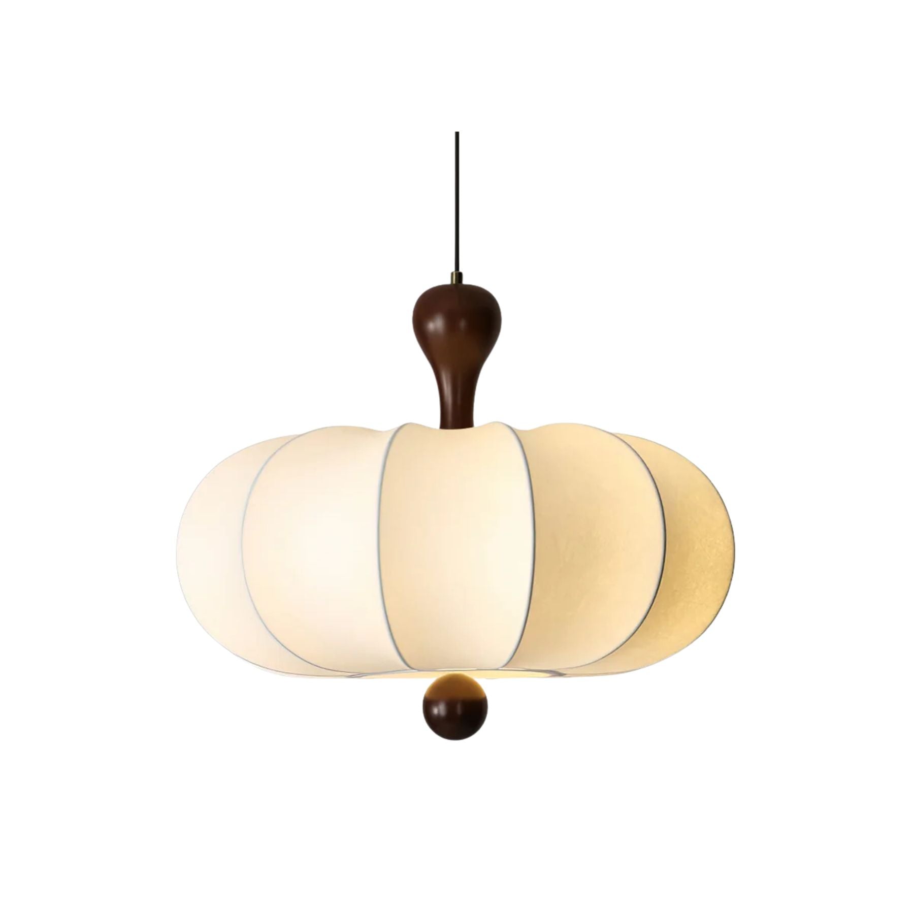 Hanglamp Stof Walnoothout Wit Eettafel Woonkamer Japandi Hanglamp Stoffen Lampionlamp Hal | Sansoti