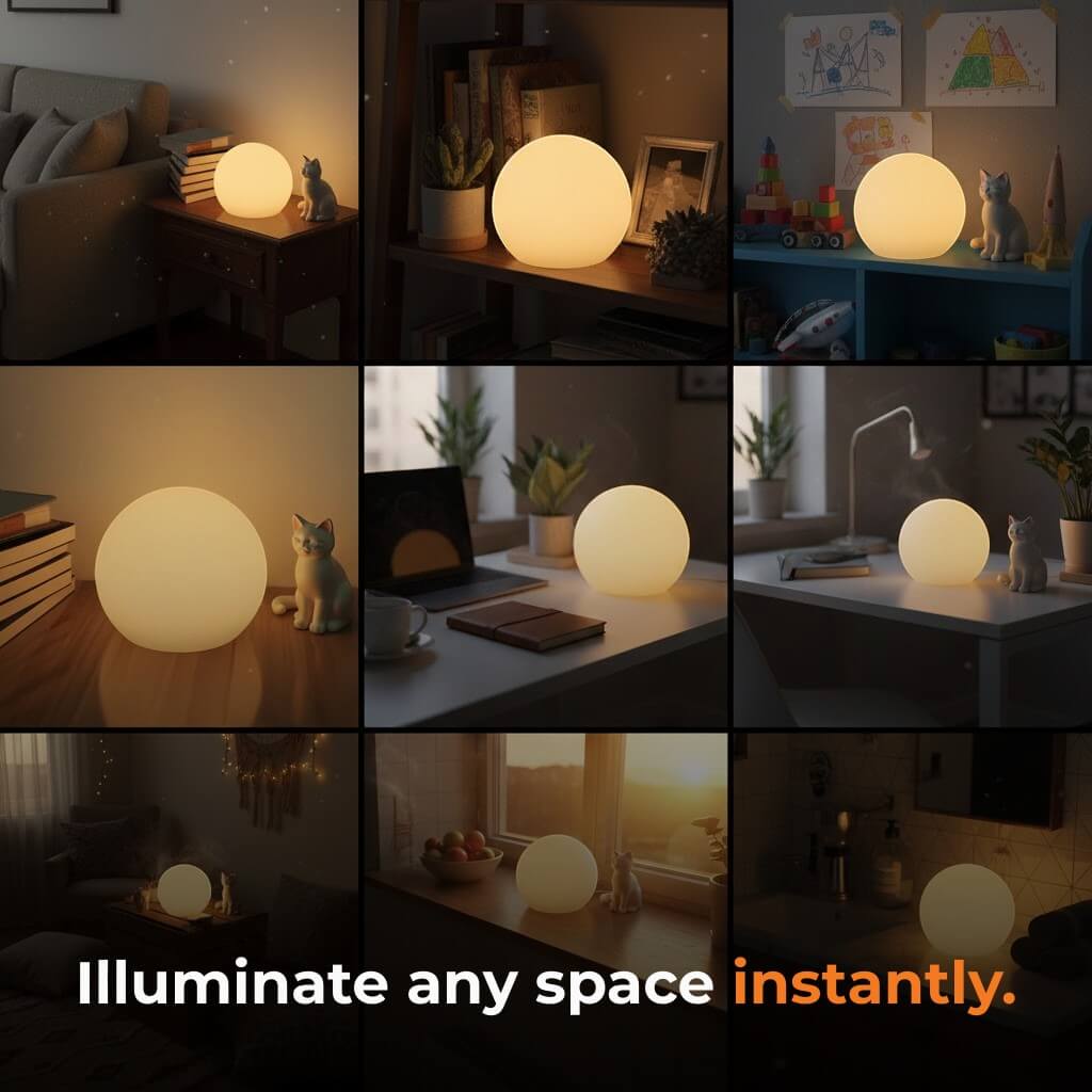 Draadloze LED Maanlamp Tafellamp 16 Kleuren Afstandsbediening IP65 Waterbestendig Sfeerverlichting Binnen Buiten | Sansoti