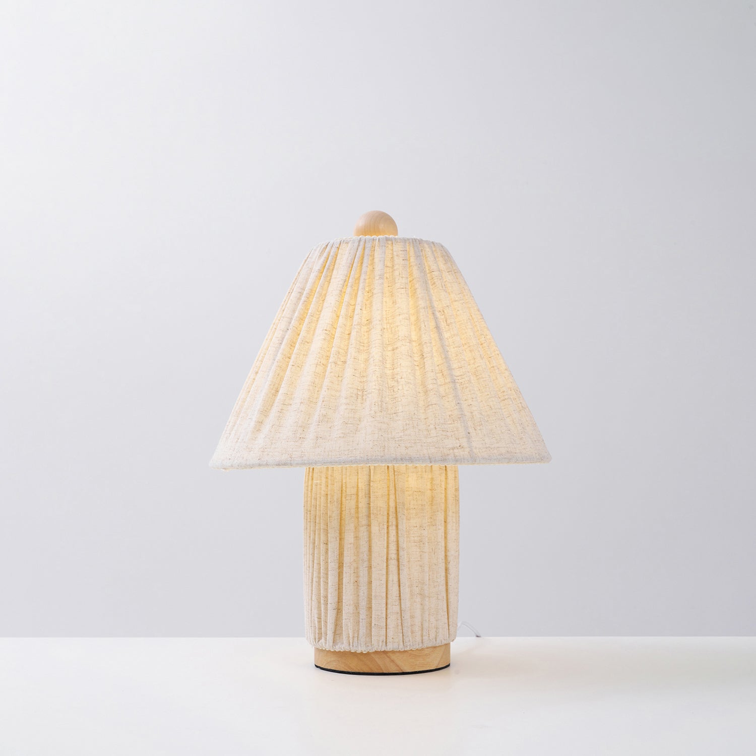 Retro Tafellamp met Geplooide Stoffen Kap – Warm Zacht Licht – Scandinavisch Minimalistisch Design voor Slaapkamer Woonkamer | Sansoti