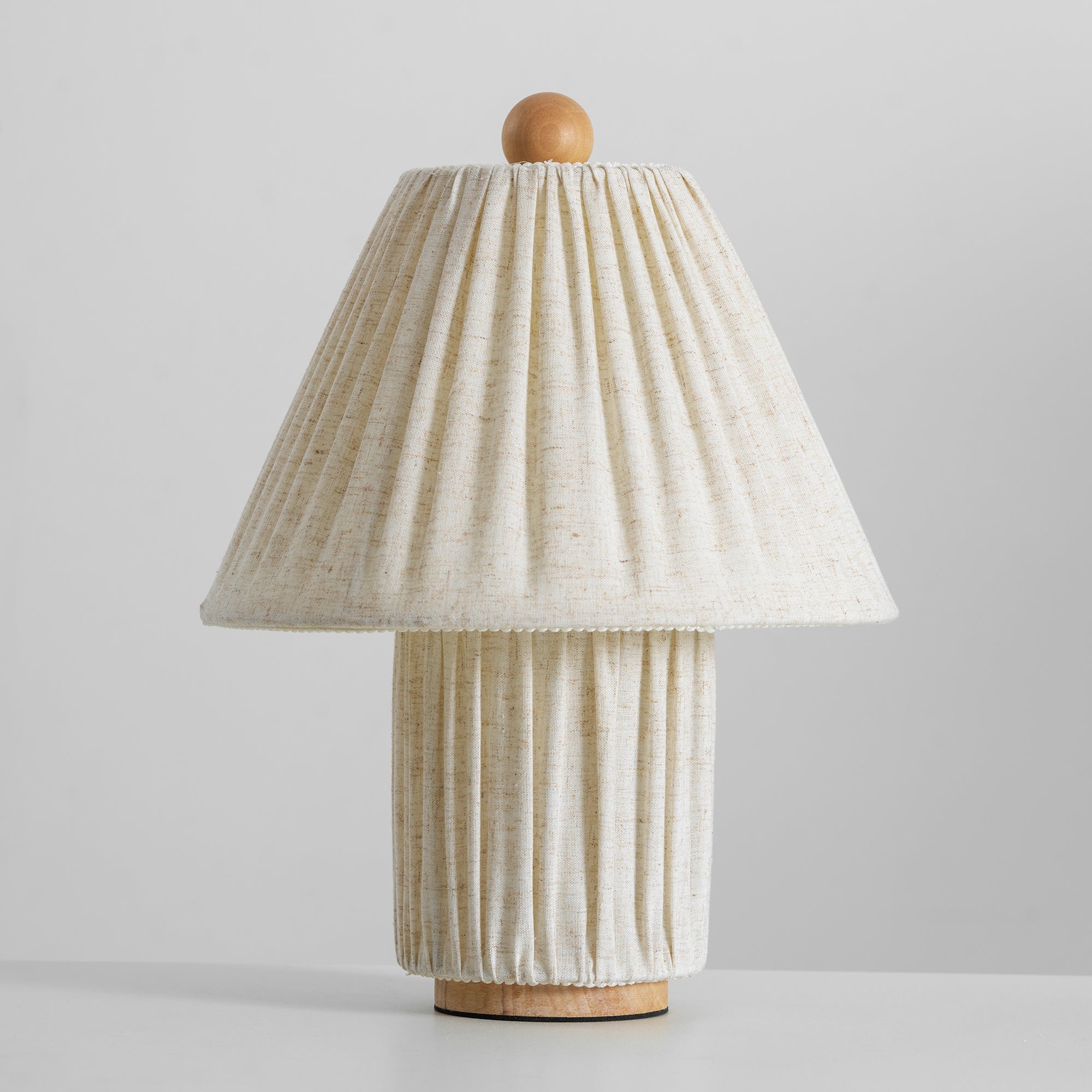 Retro Tafellamp met Geplooide Stoffen Kap – Warm Zacht Licht – Scandinavisch Minimalistisch Design voor Slaapkamer Woonkamer | Sansoti