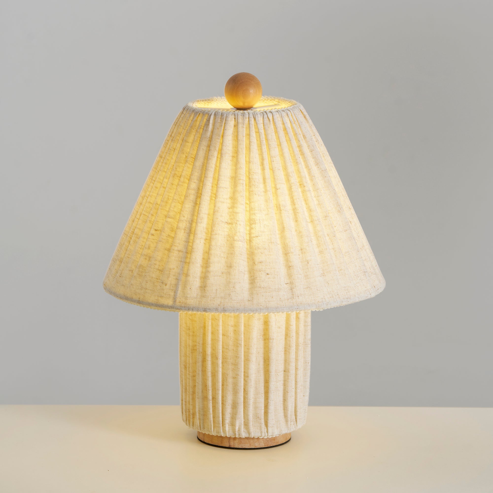 Retro Tafellamp met Geplooide Stoffen Kap – Warm Zacht Licht – Scandinavisch Minimalistisch Design voor Slaapkamer Woonkamer | Sansoti