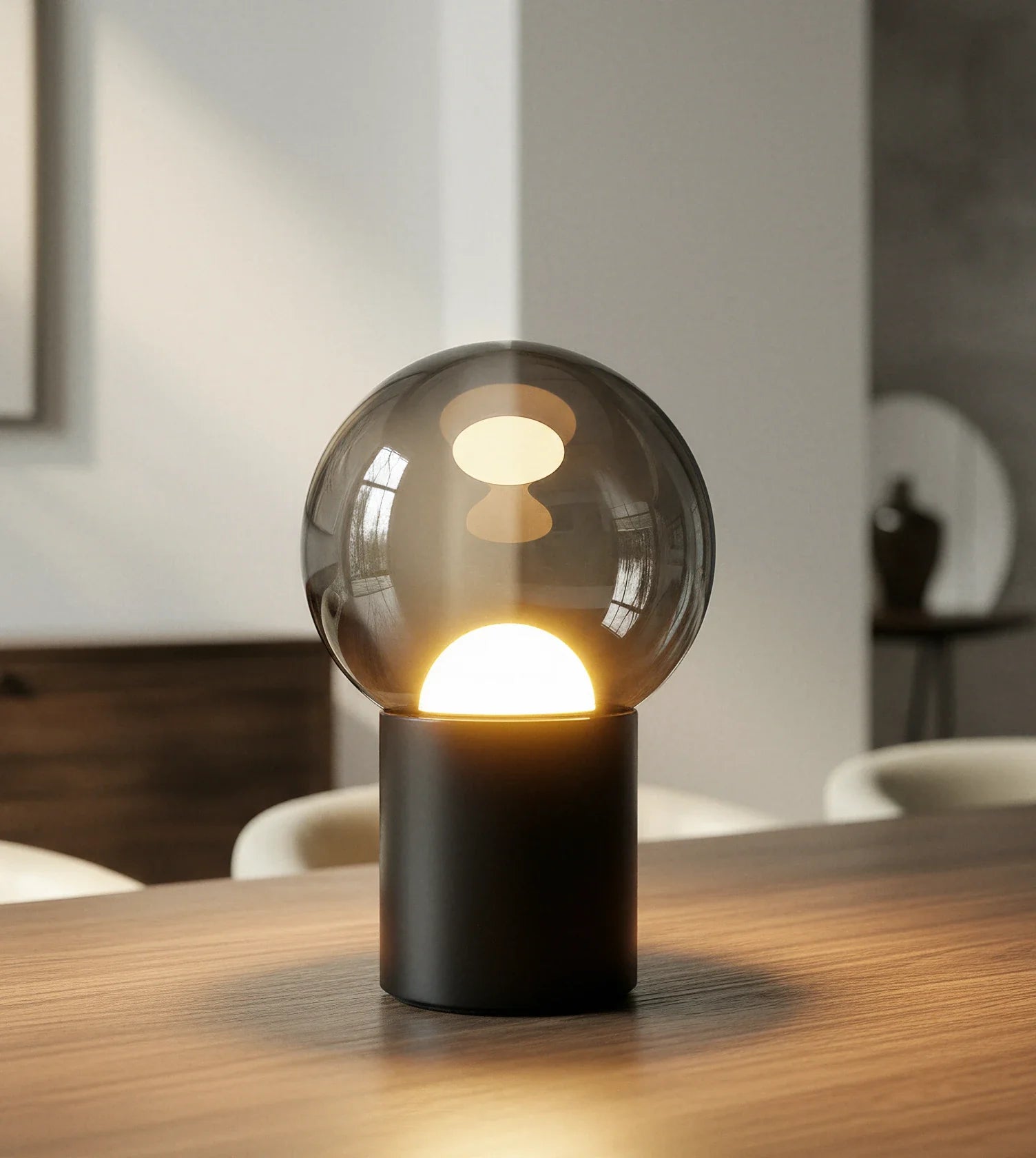 Draadloze Tafellamp LED Oplaadbaar Touch Dimbaar Glasdesign Schwarz Chrom 20cm | Sansoti