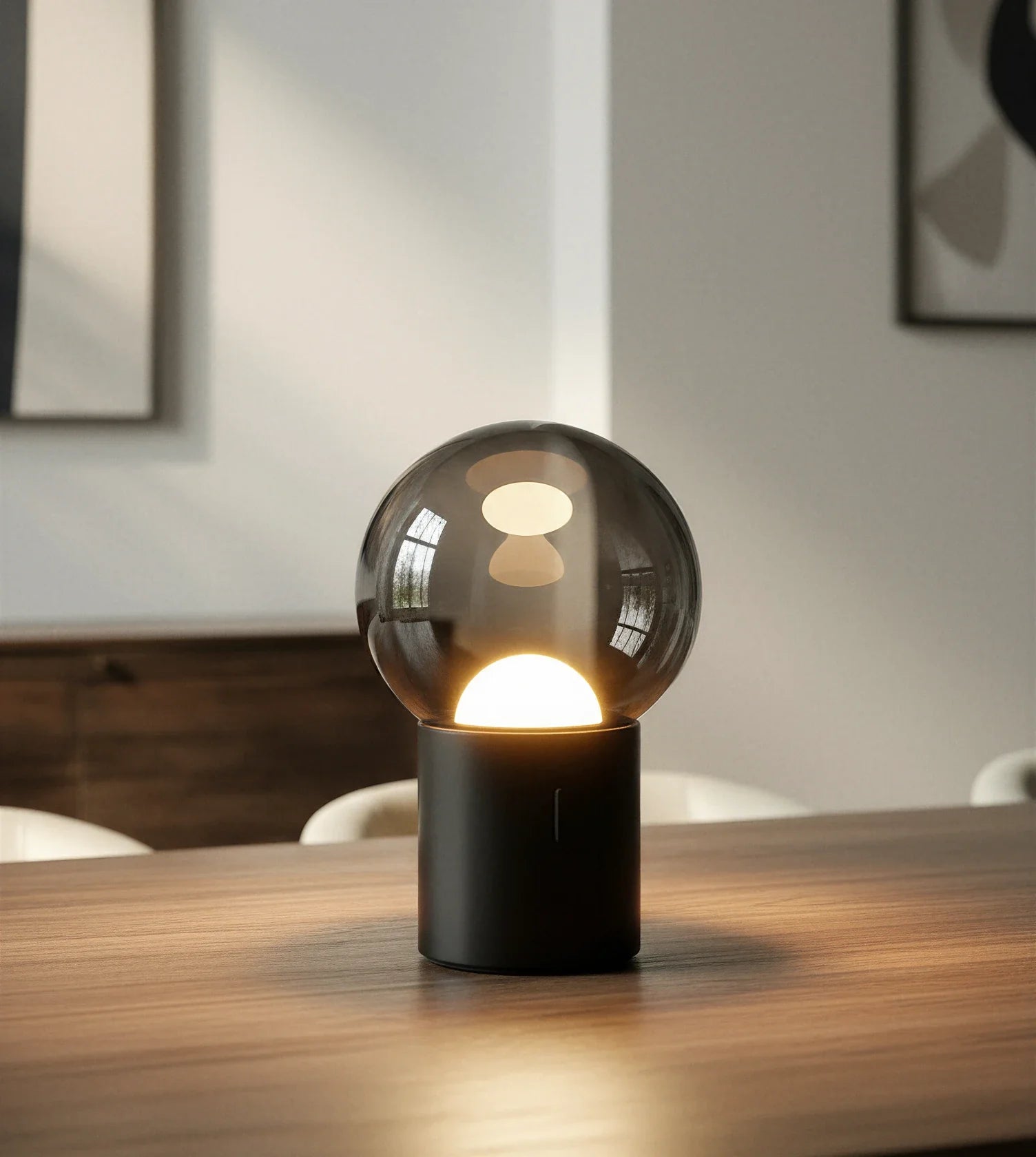 Draadloze Tafellamp LED Oplaadbaar Touch Dimbaar Glasdesign Schwarz Chrom 20cm | Sansoti
