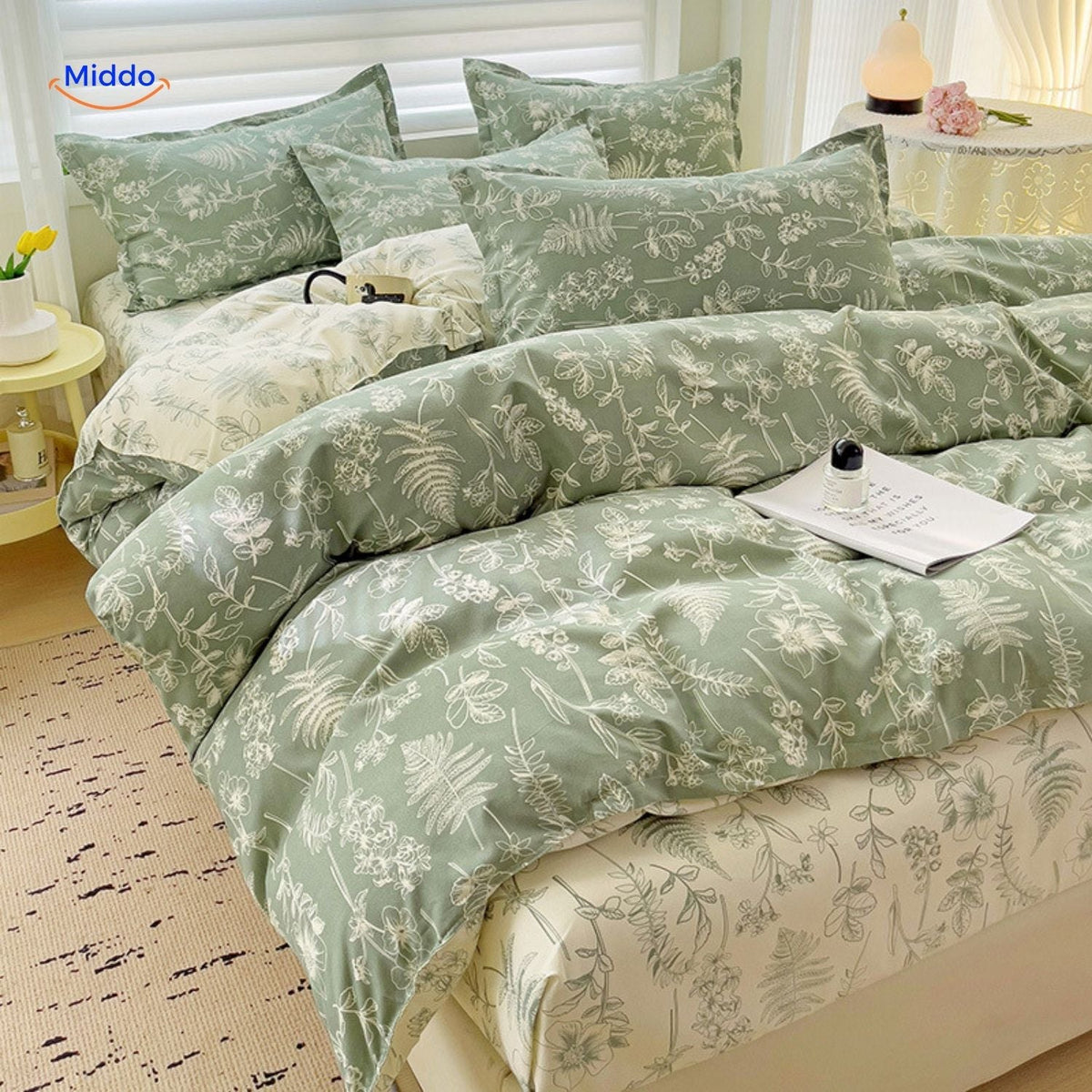 4-teiliges Baumwoll-Bettbezug-Set, weich und atmungsaktiv, mit Blumenmuster, Baby- und Mutter-Bettwäsche, Komfort für das Schlafzimmer | Sansoti