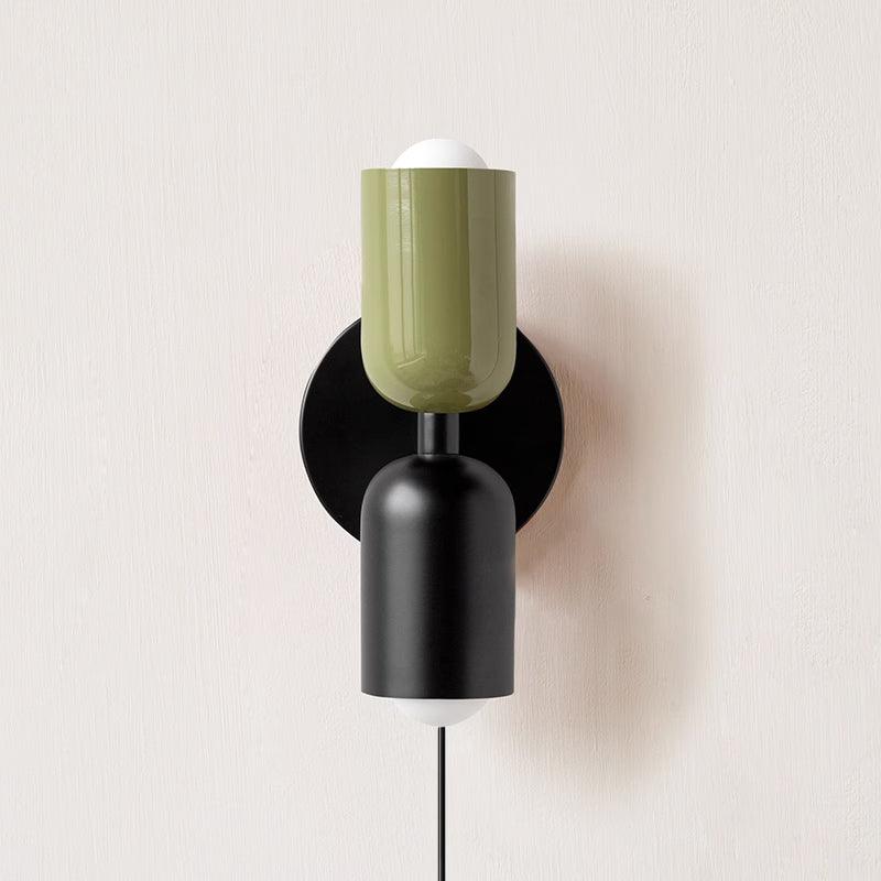 Dubbele Wandlamp met Stekker Lichtrichting Boven en Beneden Metalen Armatuur Gekleurde Kap E26 / E27 Fitting | Sansoti