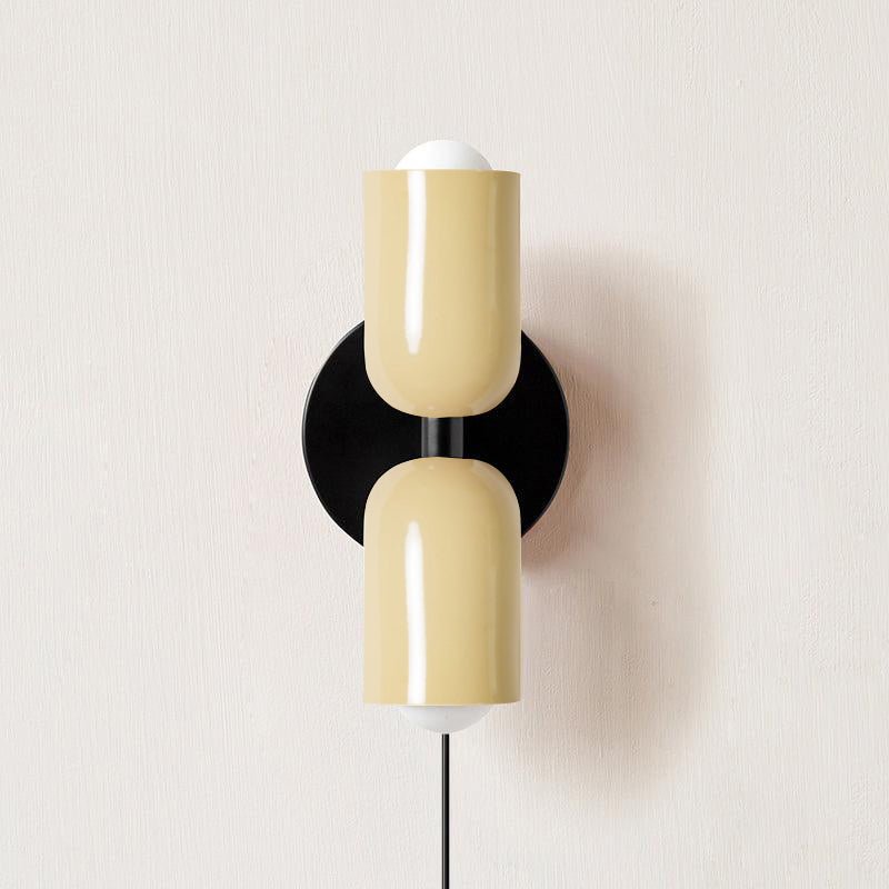 Dubbele Wandlamp met Stekker Lichtrichting Boven en Beneden Metalen Armatuur Gekleurde Kap E26 / E27 Fitting | Sansoti