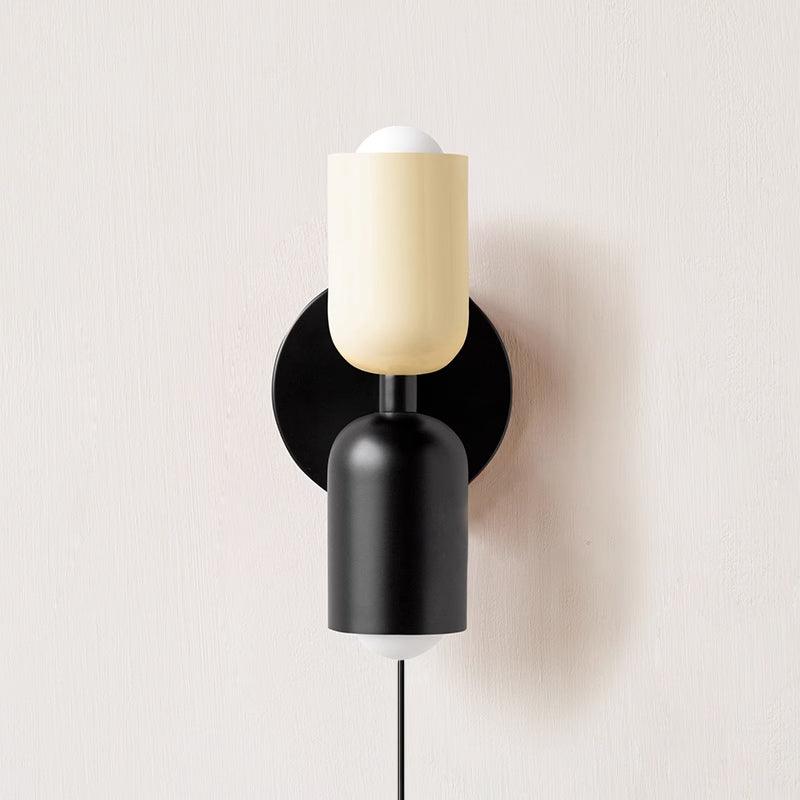 Dubbele Wandlamp met Stekker Lichtrichting Boven en Beneden Metalen Armatuur Gekleurde Kap E26 / E27 Fitting | Sansoti