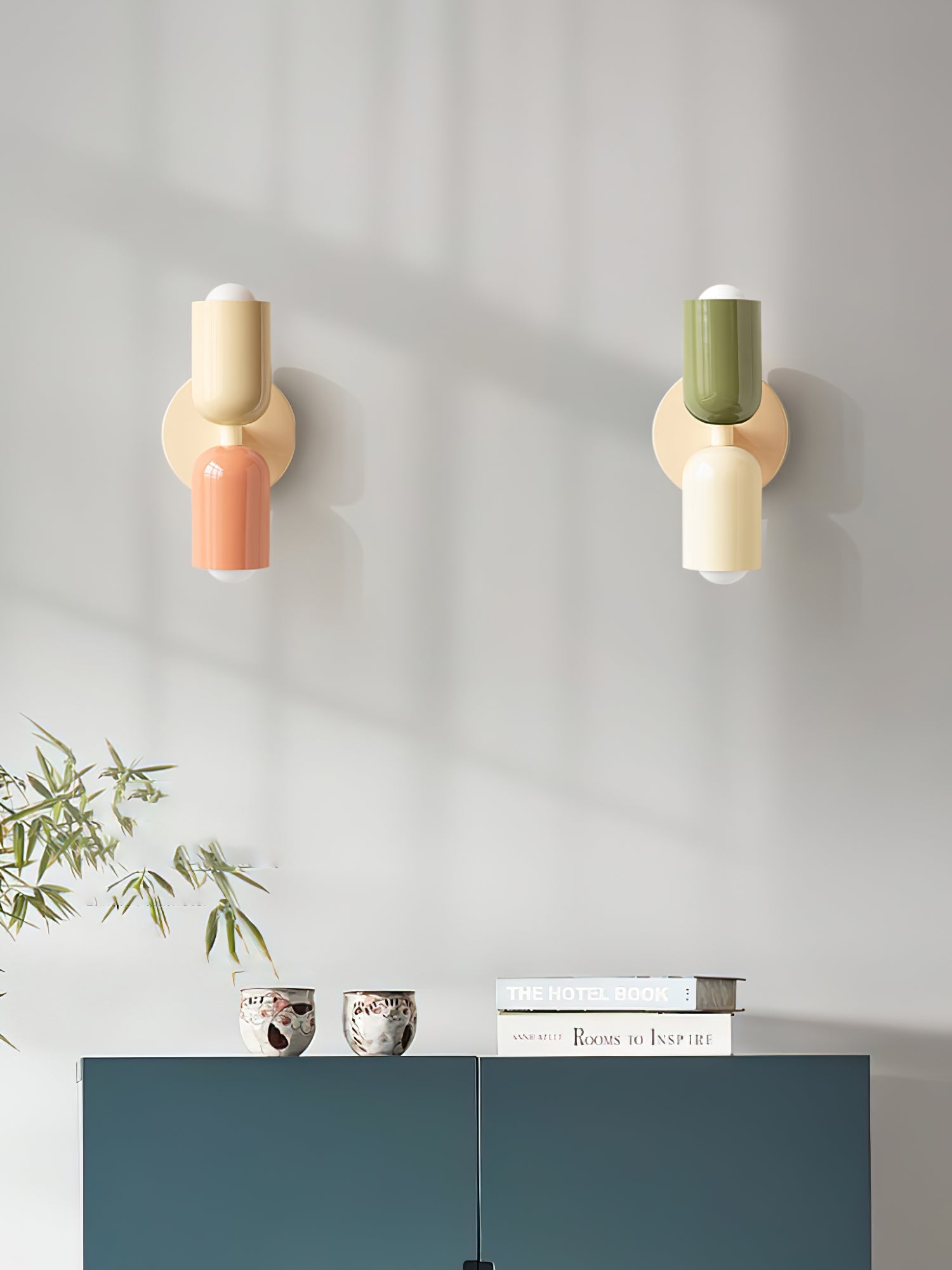 Dubbele Wandlamp met Stekker Lichtrichting Boven en Beneden Metalen Armatuur Gekleurde Kap E26 / E27 Fitting | Sansoti