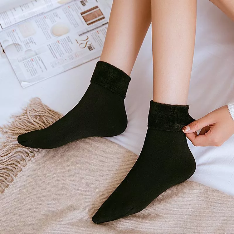 Wärmende Velours-Wintersocken im Set, Wollmischung, herrlich weich, dehnbar, rutschfest, Haussocken für Damen und Herren | Sansoti