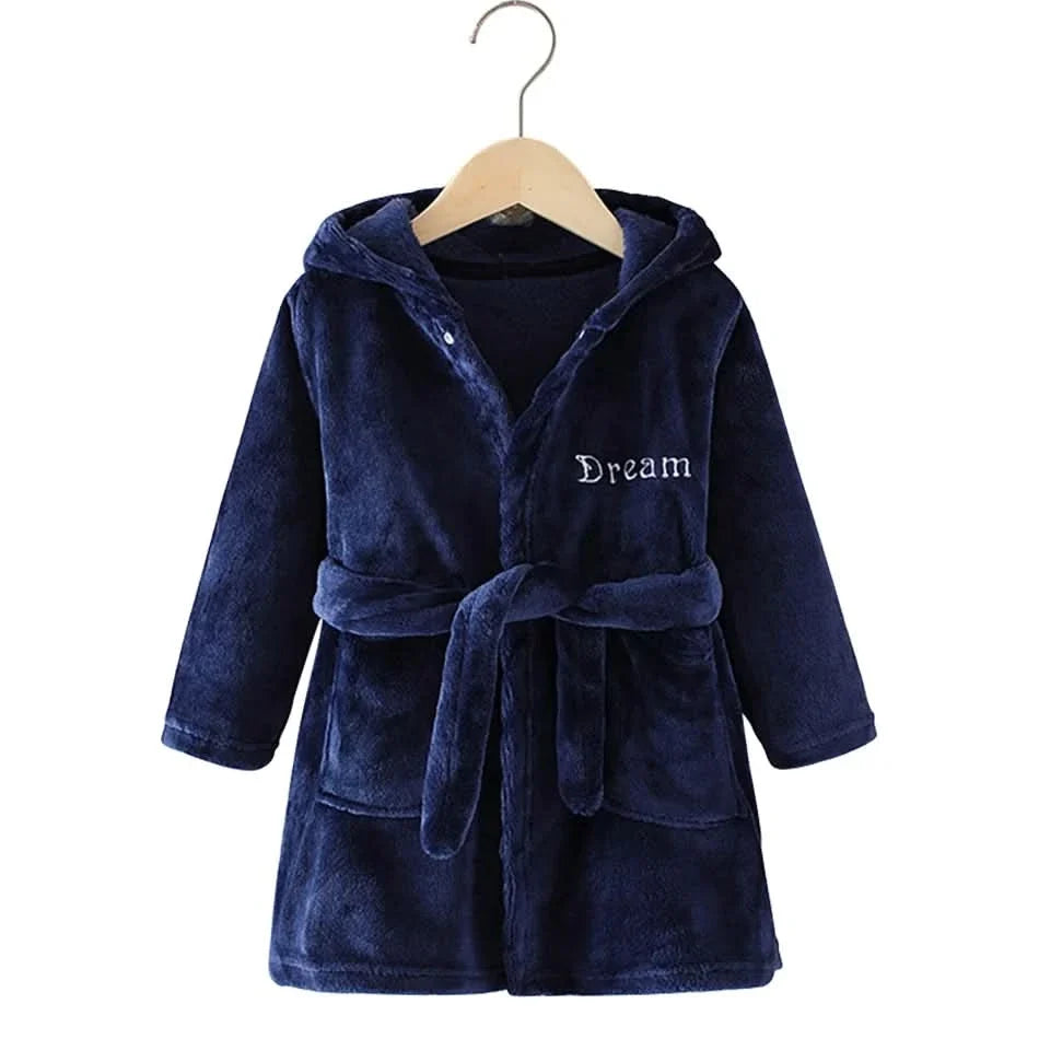 Zachte Kinderbadjas met Capuchon en Vrolijke Prints Warme Flanel Ochtendjas voor Jongens Meisjes Badkamer | Sansoti