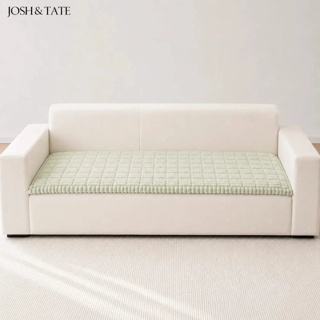 Ribbed Plush Sofa Cover Anti-Slip Polyester Protector for Living Room Sofa Furniture Protection Couch | Sansoti