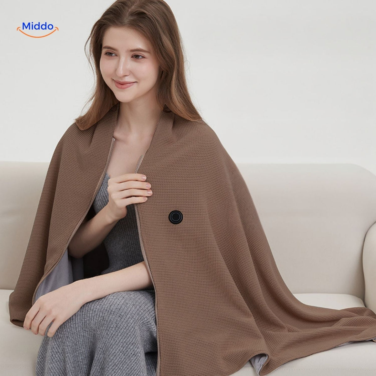 Châle chauffant USB 150x80cm en graphène – Chaleur douce en textile, intérieur et extérieur, couverture électrique pour les épaules | Sansoti