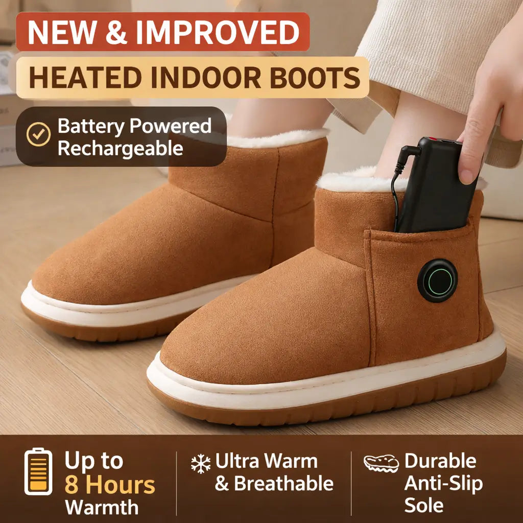 Heated Slippers with 3 Heat Settings, Rechargeable, Waterproof, Non-Slip, Comfortable, for Indoor and Outdoor Use | Sansoti