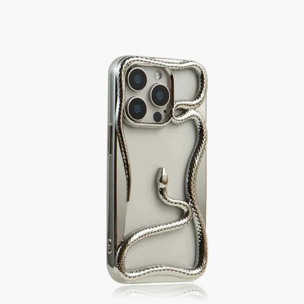 iPhone Hoesje met Slangpatroon en Verstevigde Bumper – Matte en Verchroomde Afwerking voor iPhone 12-17 | Sansoti